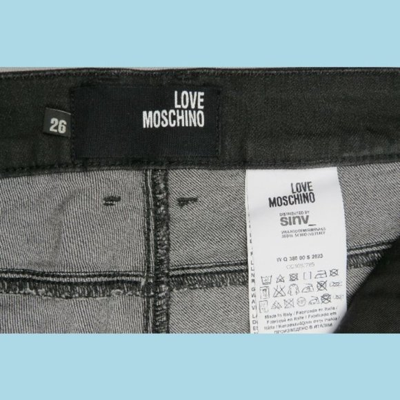 Love Moschino Womens Jeans Made in Italy 26 27/28 Stretch Slim Destroyed Denim - Picture 10 of 12
